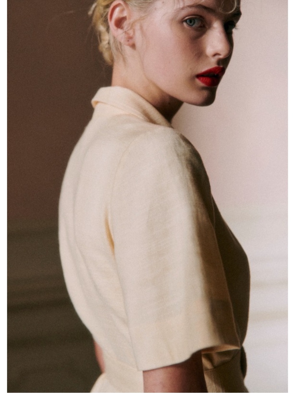 SEZANE Buttercream Ecru Linen Button Down Belted Mini Shirt Dress Gemma Dress - Picture 13 of 16